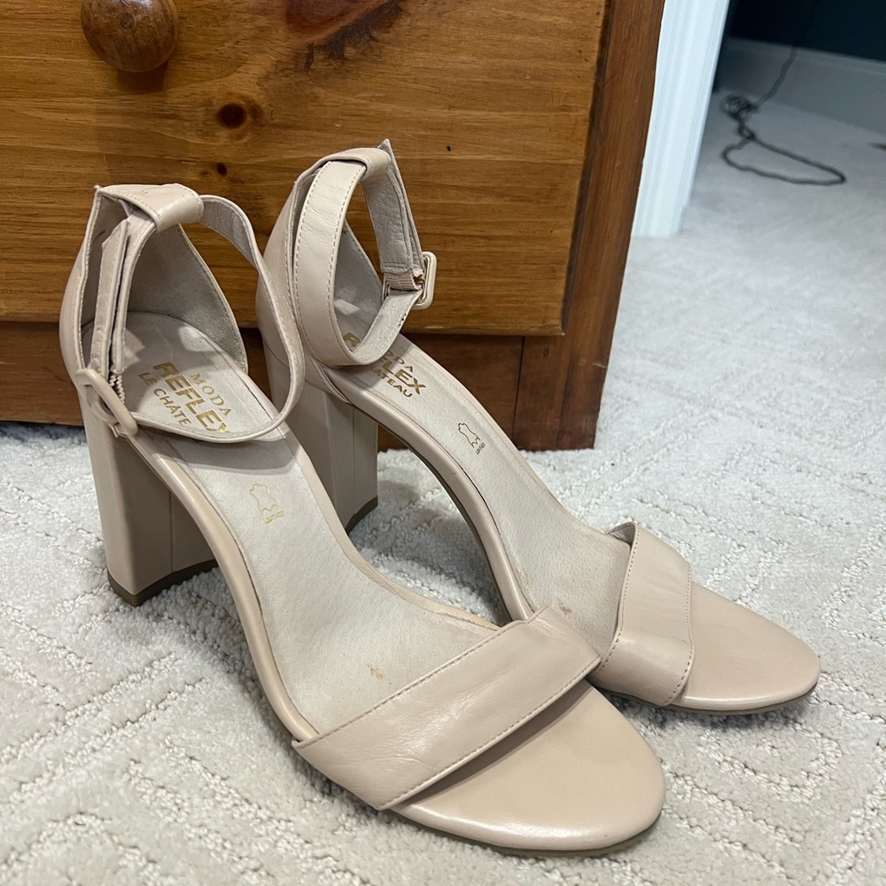 Elegant Beige Block Heel Sandals